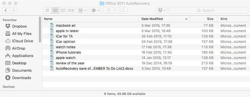 Recover word 365 document mac